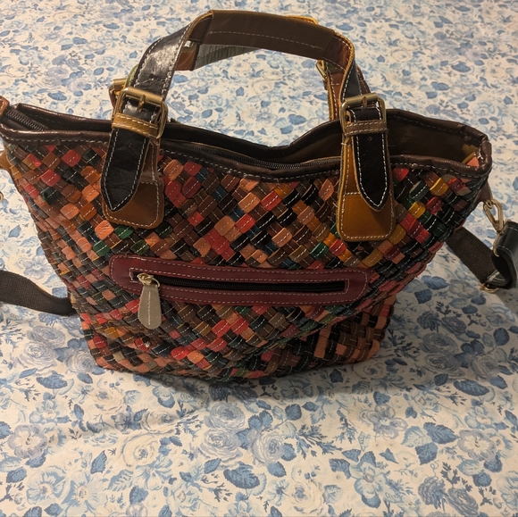 Multicolor Leather Woven Purse - Picture 2 of 15